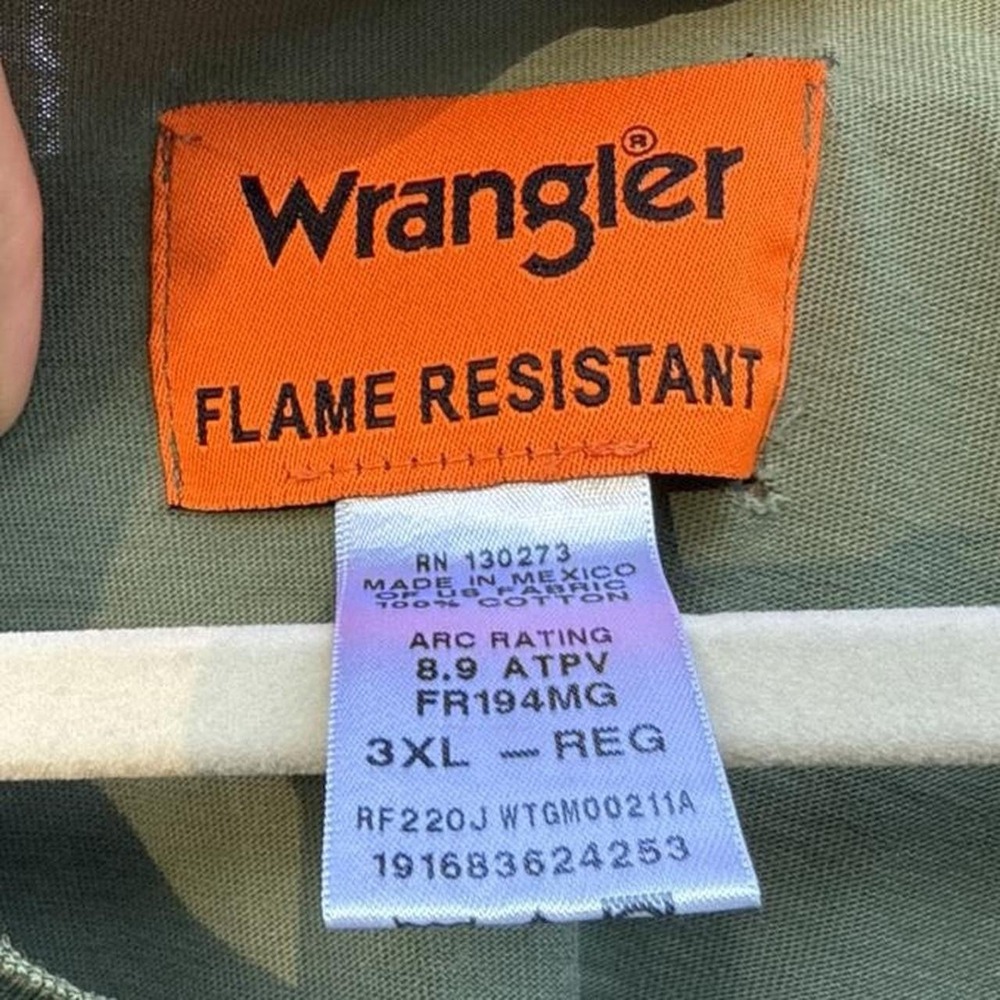 Wrangler Flame Resistant Long Sleeve American Flag Shirt Cotton Work Wear 3XL - Picture 3 of 7